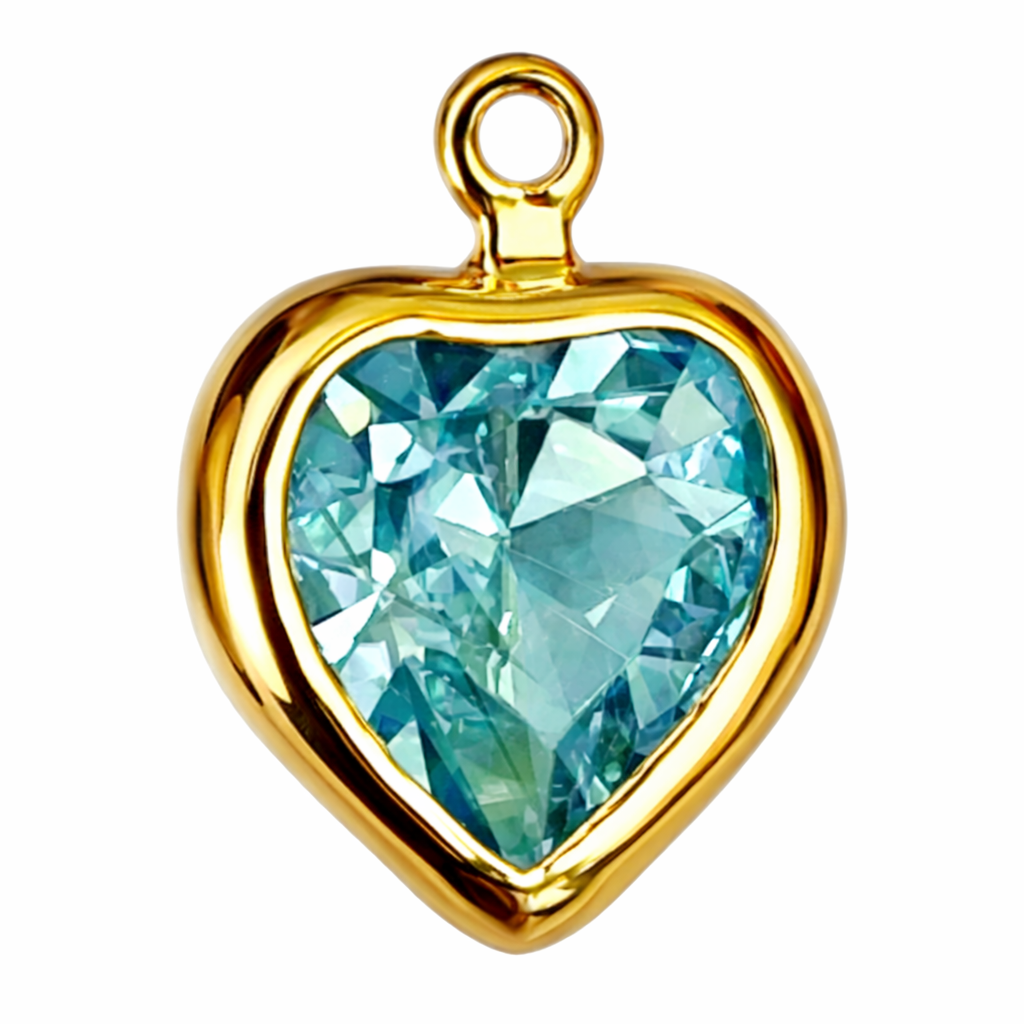Aqua Crystal Heart Charm